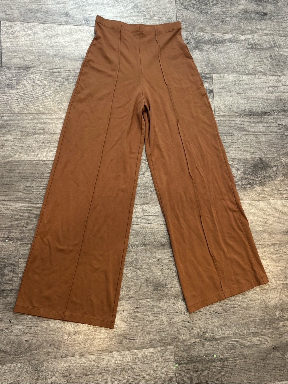 Max Studio London Women's Brown Wide-Leg Knit Pants Stretch Elastic minimalist S
